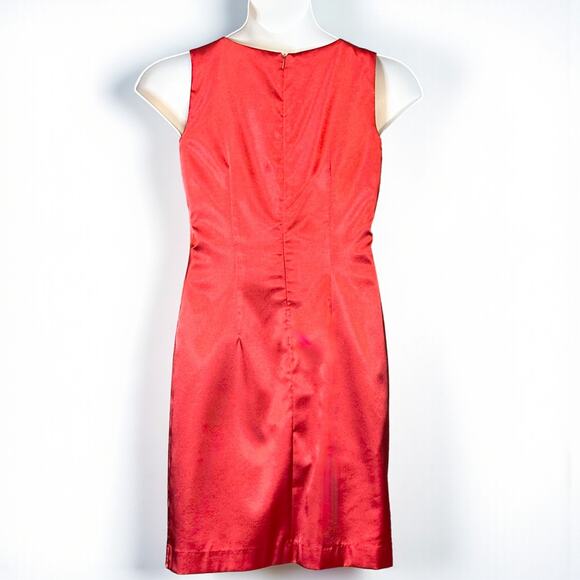 Vintage Positive Attitude Red Satin Cocktail Dress Sz 10 Sleeveless Holiday Glam - Picture 5 of 9